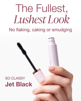 Mineral Fusion mascara creamy texture on brush demonstrating smooth, buildable coverage