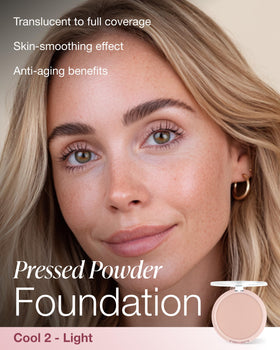 Mineral Fusion powder texture close-up highlighting silky triple-milled finish