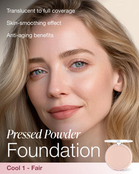Mineral Fusion open pan revealing pressed powder surface for easy application