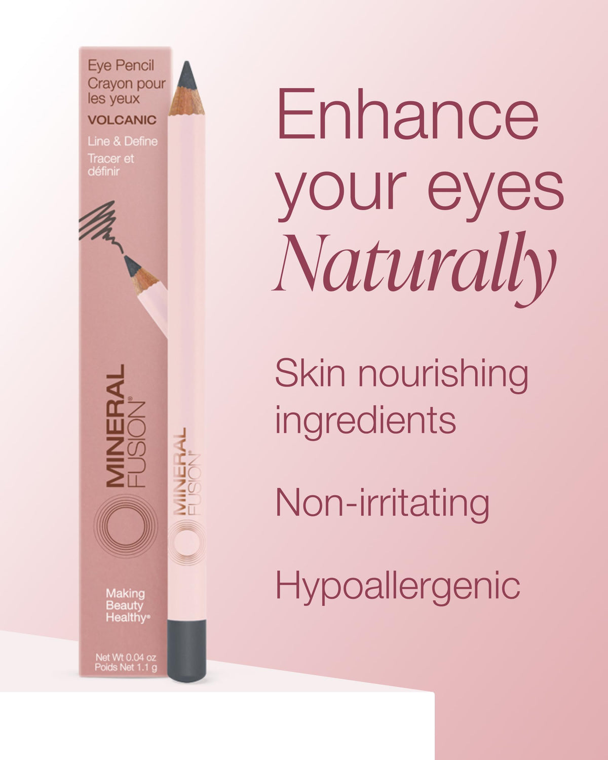 Mineral Fusion eyeliner applied to upper lashline for defined natural look