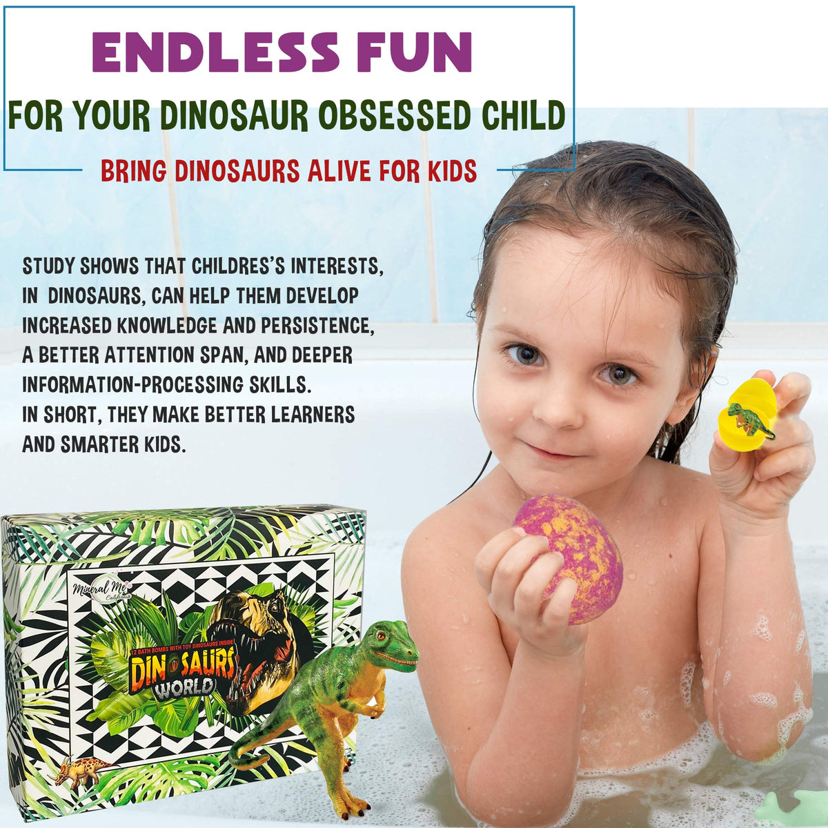 Mineral Me California child enjoying bubble bath with egg and toy benefit: joyful, supervised use