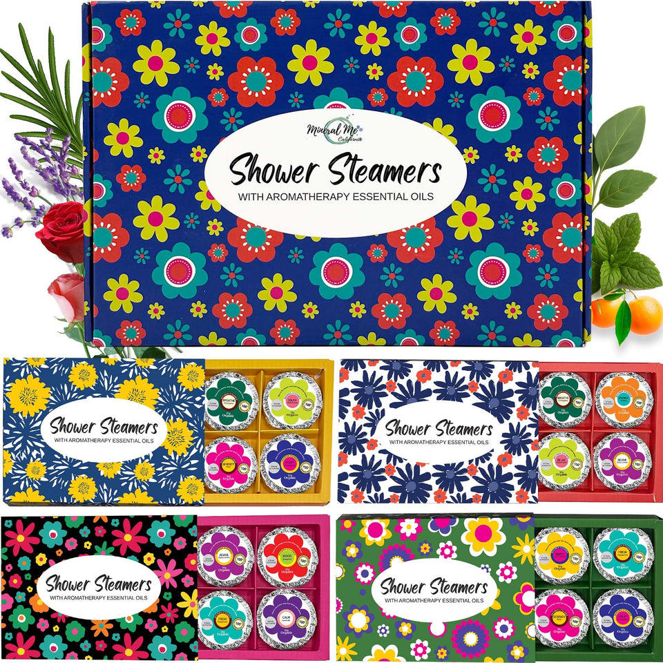 Mineral Me California front packaging showing four gift boxes and branding for elegant gifting
