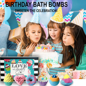 Mineral Me California six bath bombs arranged in box displaying variety of shapes