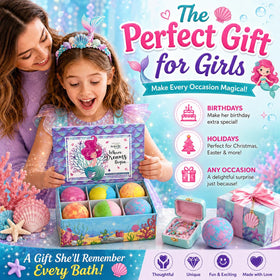 Mineral Me California bath bomb in hand to show size and scale, easy for kids to hold