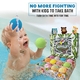 Mineral Me California bath bomb held in child hand showing true size and safety