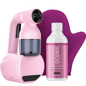 MINETAN BODY.SKIN pink spray machine front view showing compact design and portability benefit