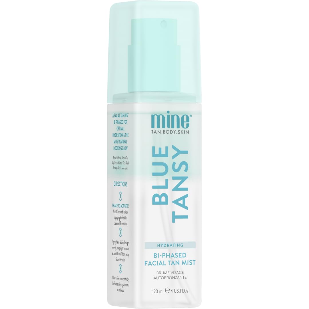 MINETAN BODY.SKIN bottle front packaging showing clear face tan mist benefit hydrating formula