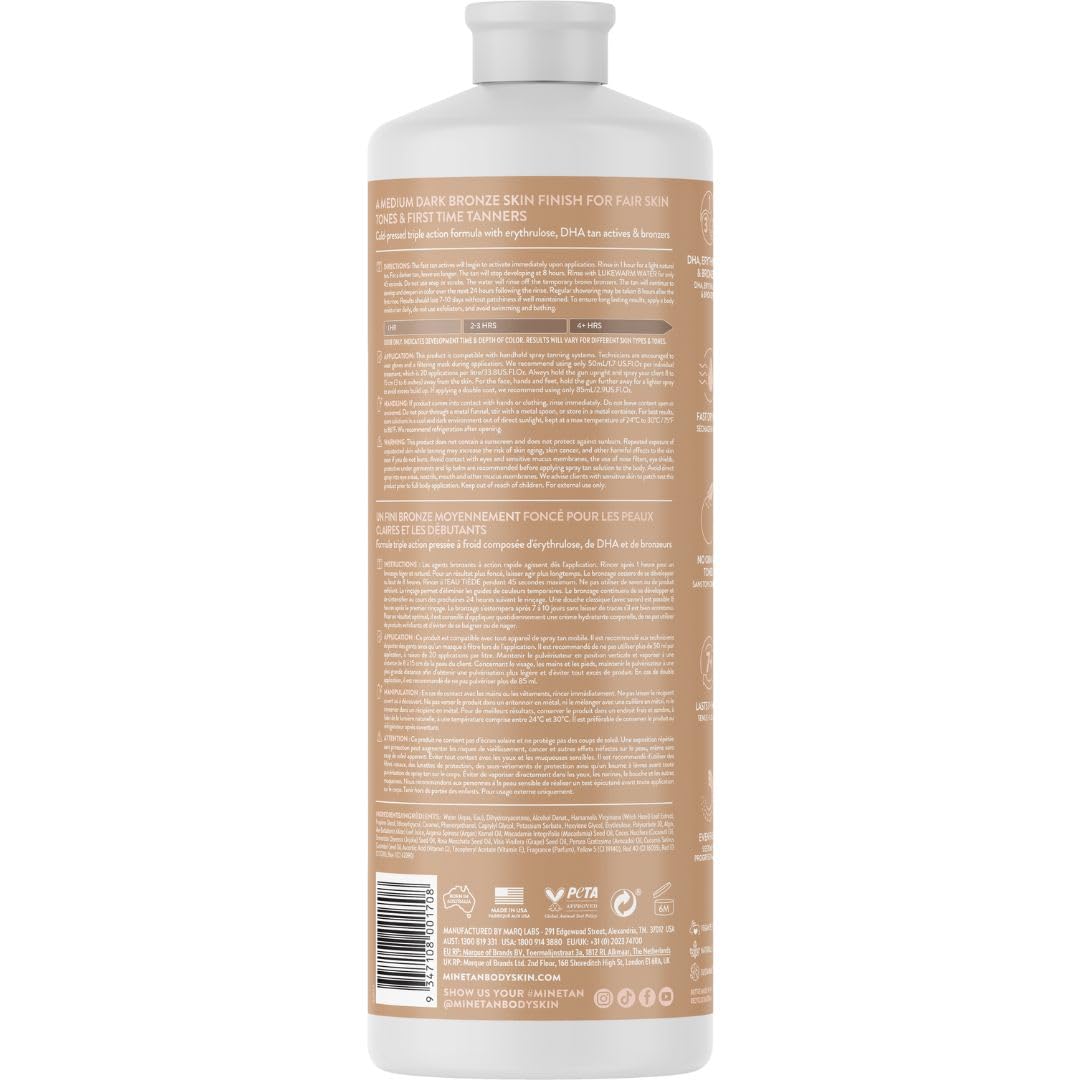 MINETAN back label close-up highlighting application instructions and benefits