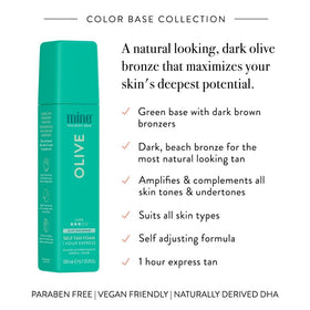 MINETAN BODY.SKIN applicator mitt applying olive foam for streak-free finish