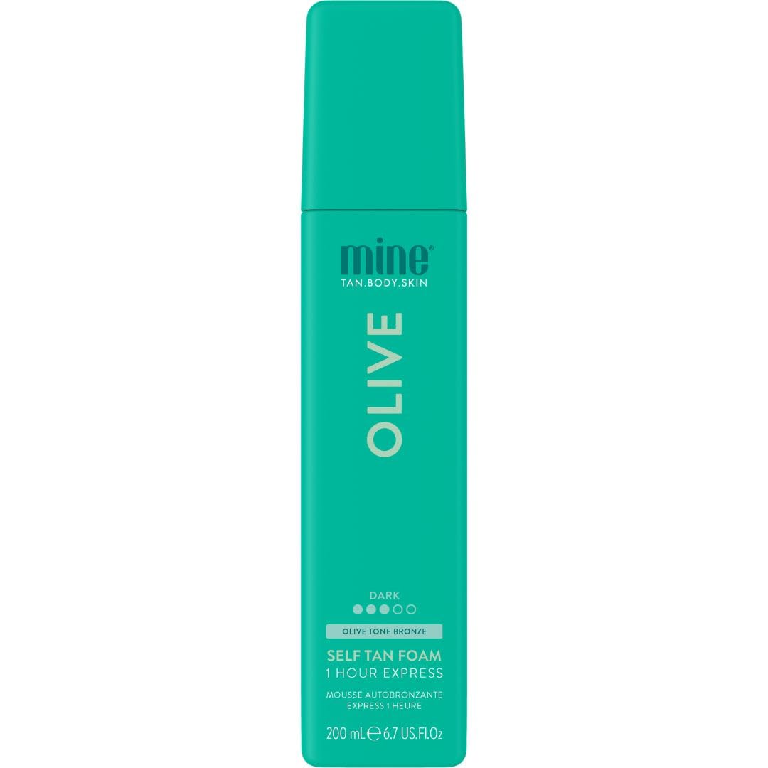 MINETAN BODY.SKIN front packaging showing olive 1 hour express foam and benefits