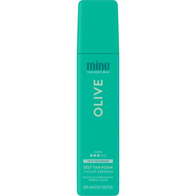 MINETAN BODY.SKIN front packaging showing olive 1 hour express foam and benefits