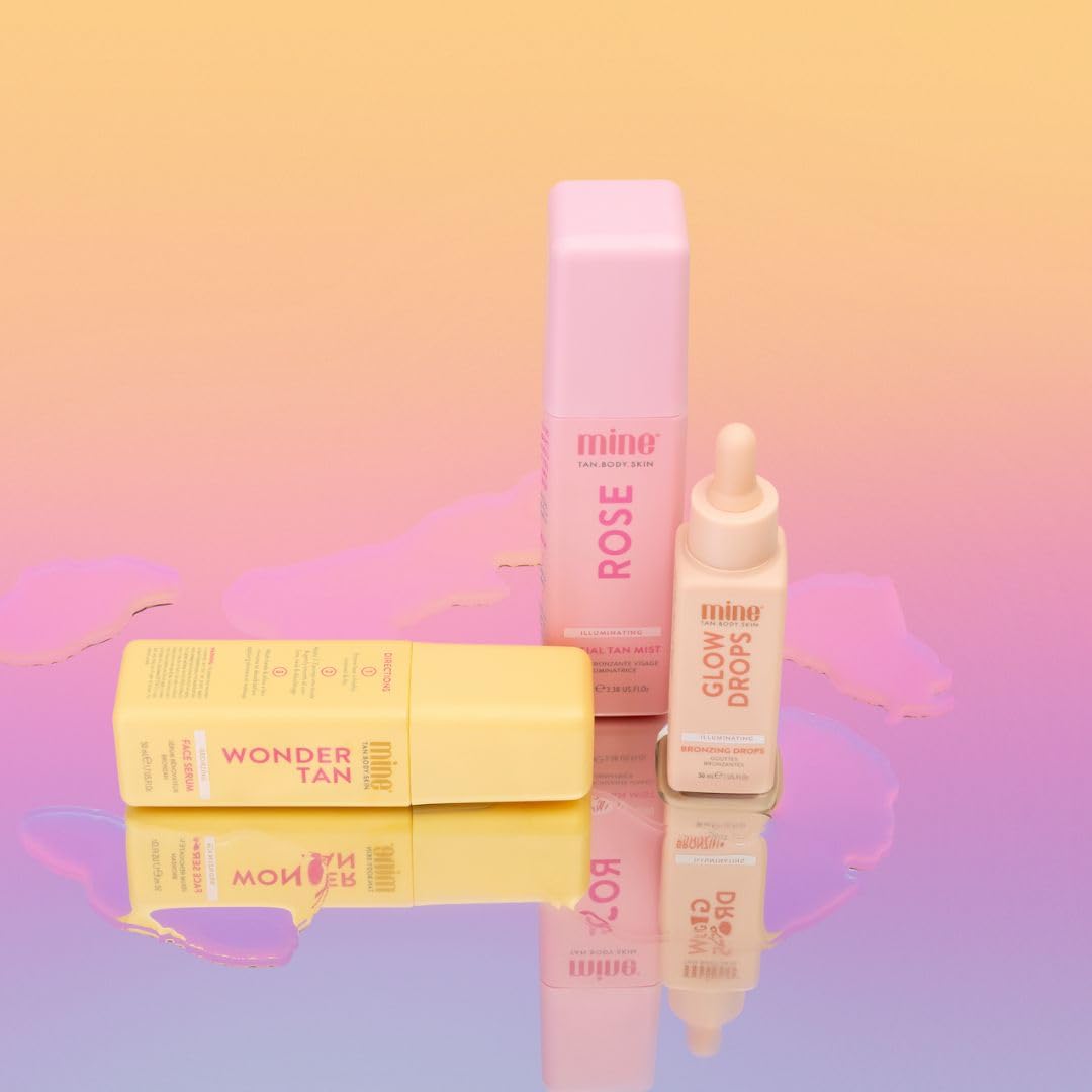 MINETAN BODY.SKIN bottle with rose and vitamin C visuals for ingredient clarity