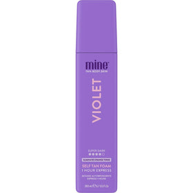 MINETAN BODY.SKIN front packaging showing violet foam and benefits