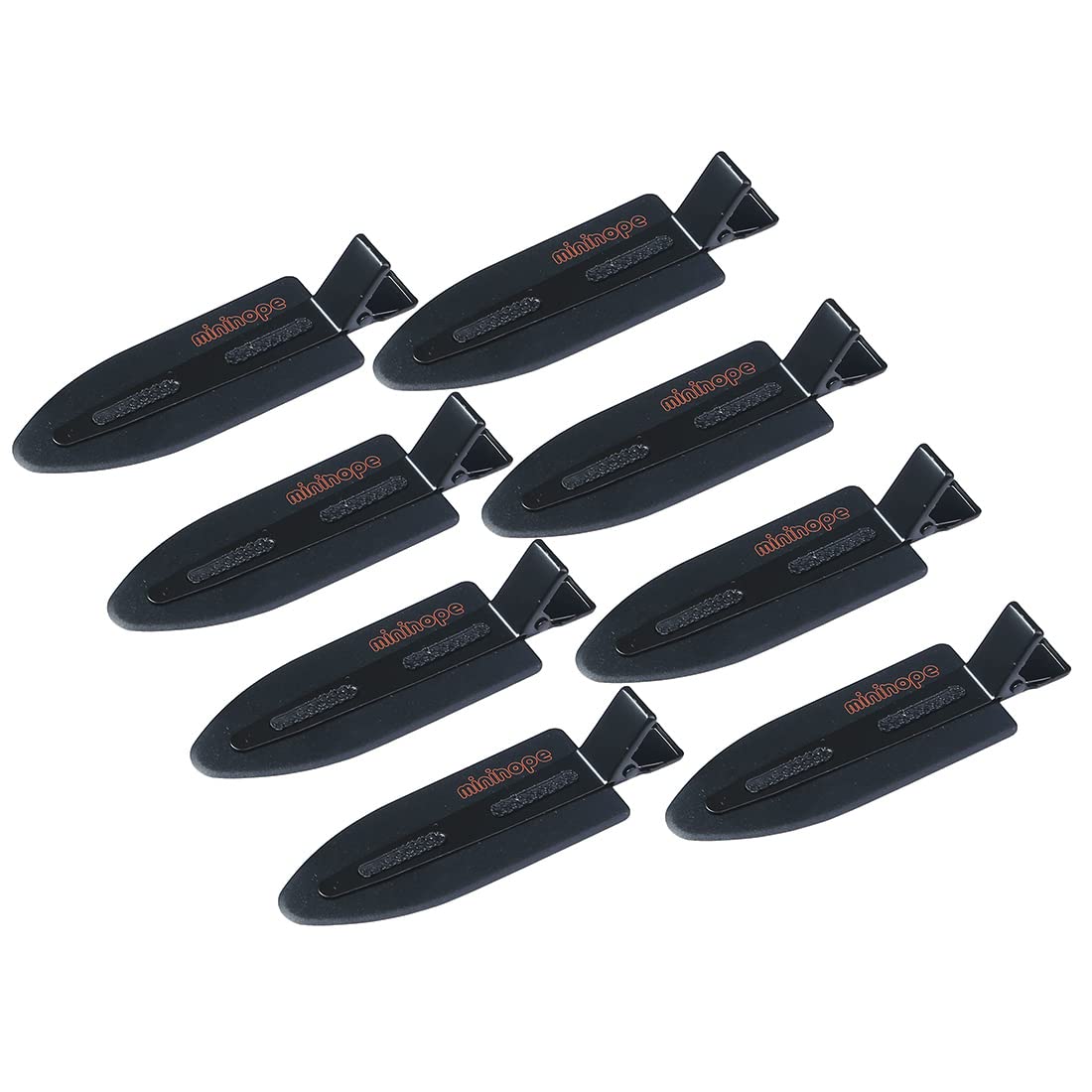 minihope front packaging showing eight black no-crease clips and clear benefit