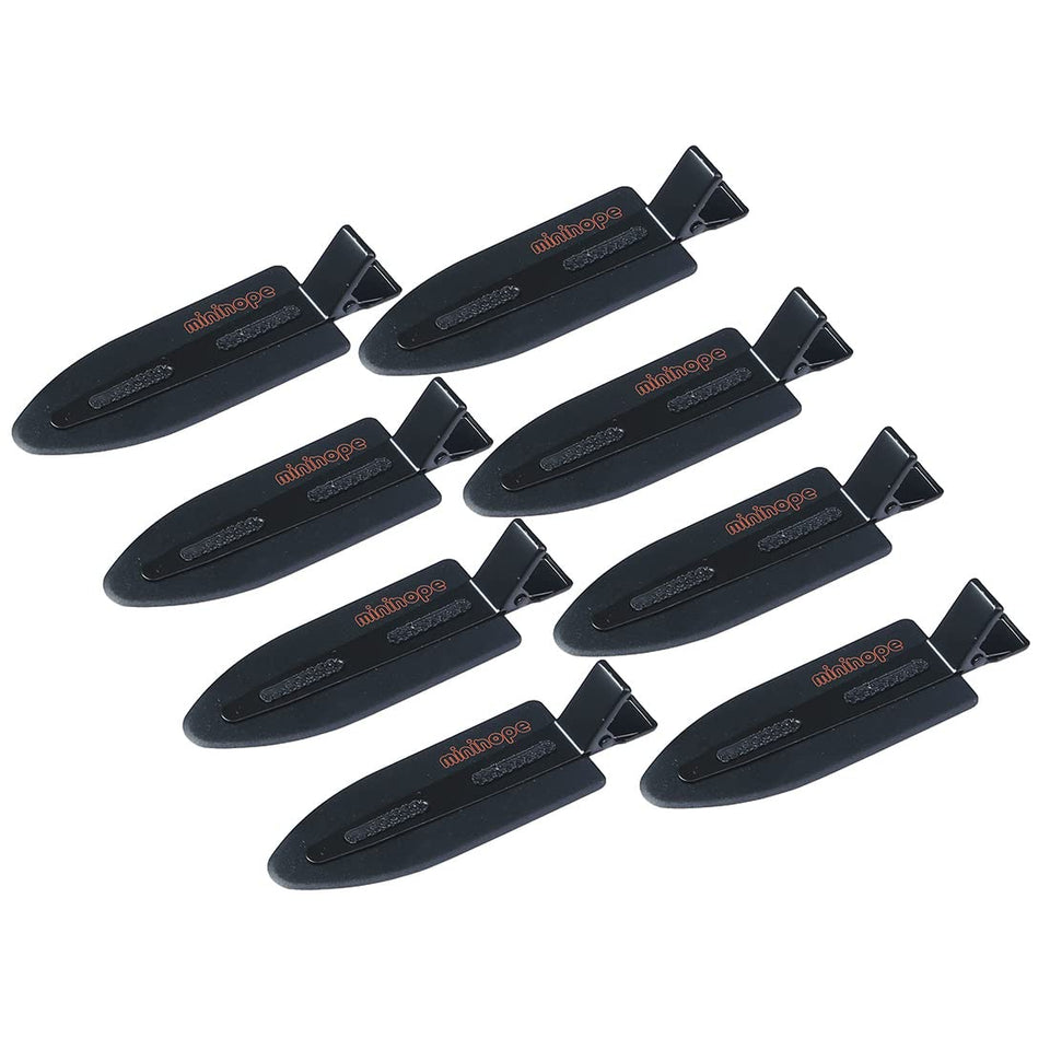 minihope front packaging showing eight black no-crease clips and clear benefit