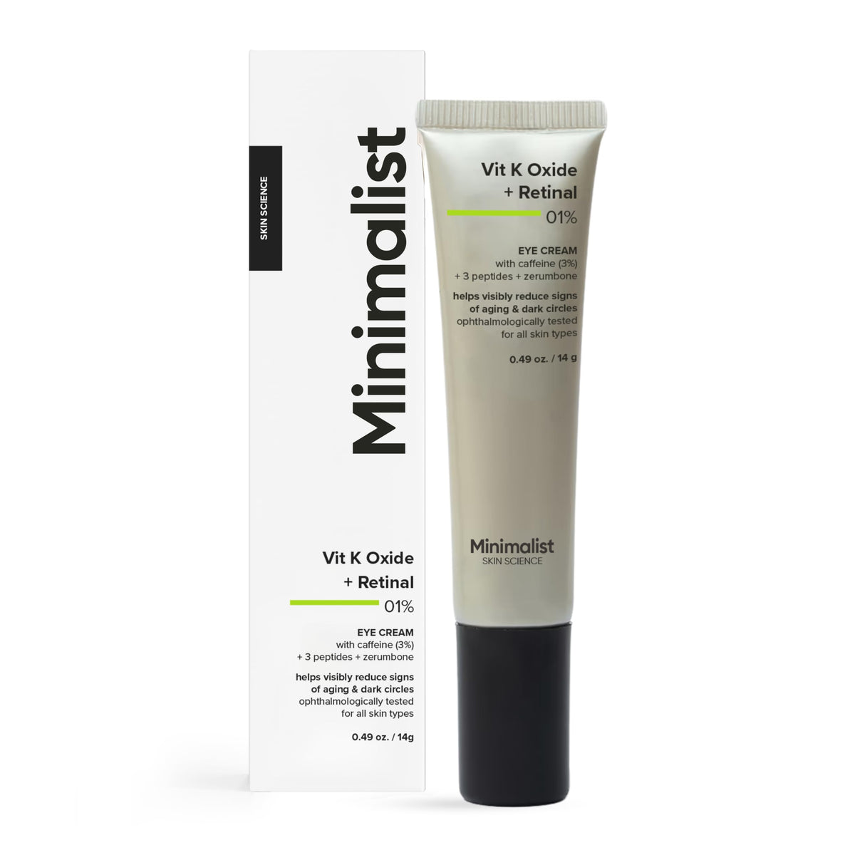 Minimalist front packaging showing product name and compact jar benefit brightening
