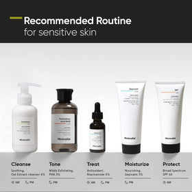 Minimalist face wash in hand scale showing 4 fl oz size and travel-friendly benefit