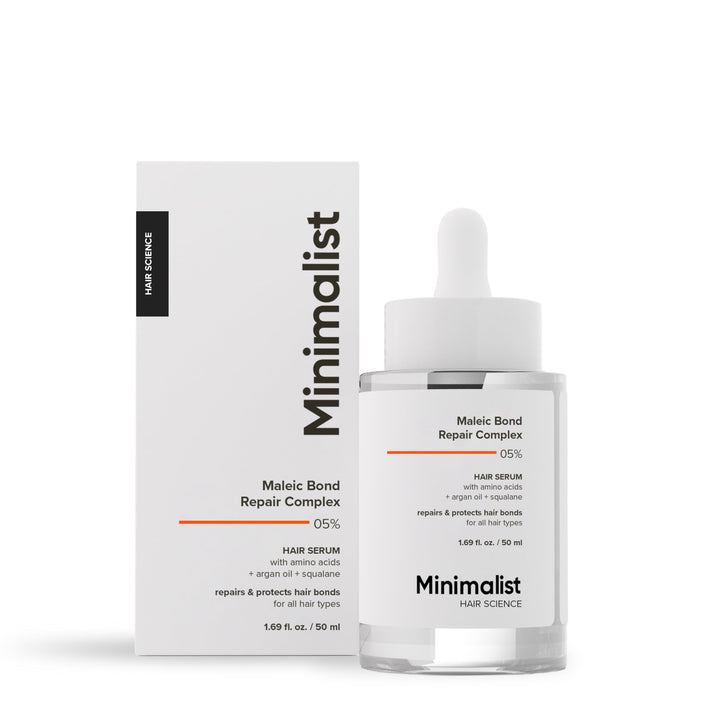 Minimalist front packaging showing bottle and clear labeling, indicates repair benefits