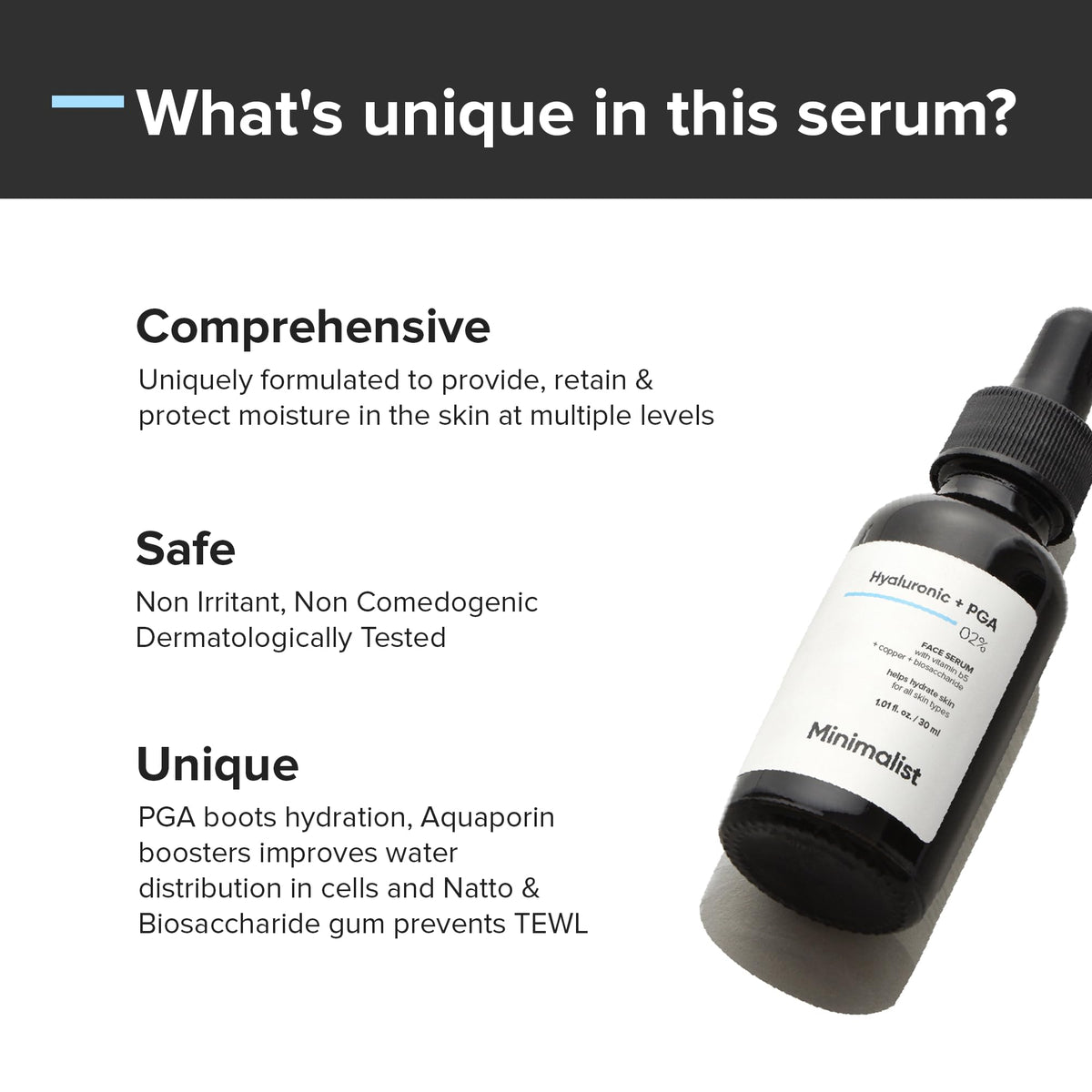 Minimalist 30 ml bottle beside a ruler showing compact travel-friendly size
