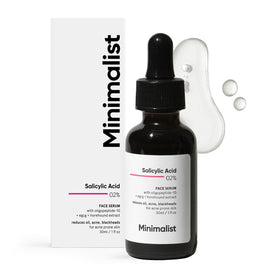 Minimalist front packaging of 2% salicylic acid serum showing clean design and benefits