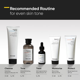 Minimalist conceptual before-and-after illustration showing reduced dark spots and more even skin tone