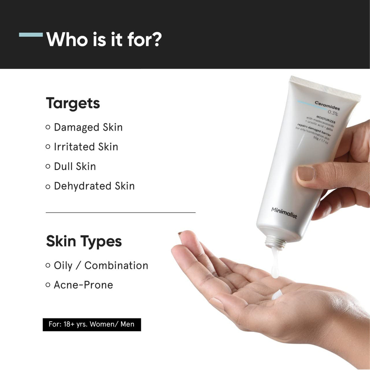 Minimalist cream texture close-up revealing lightweight, fast-absorbing finish