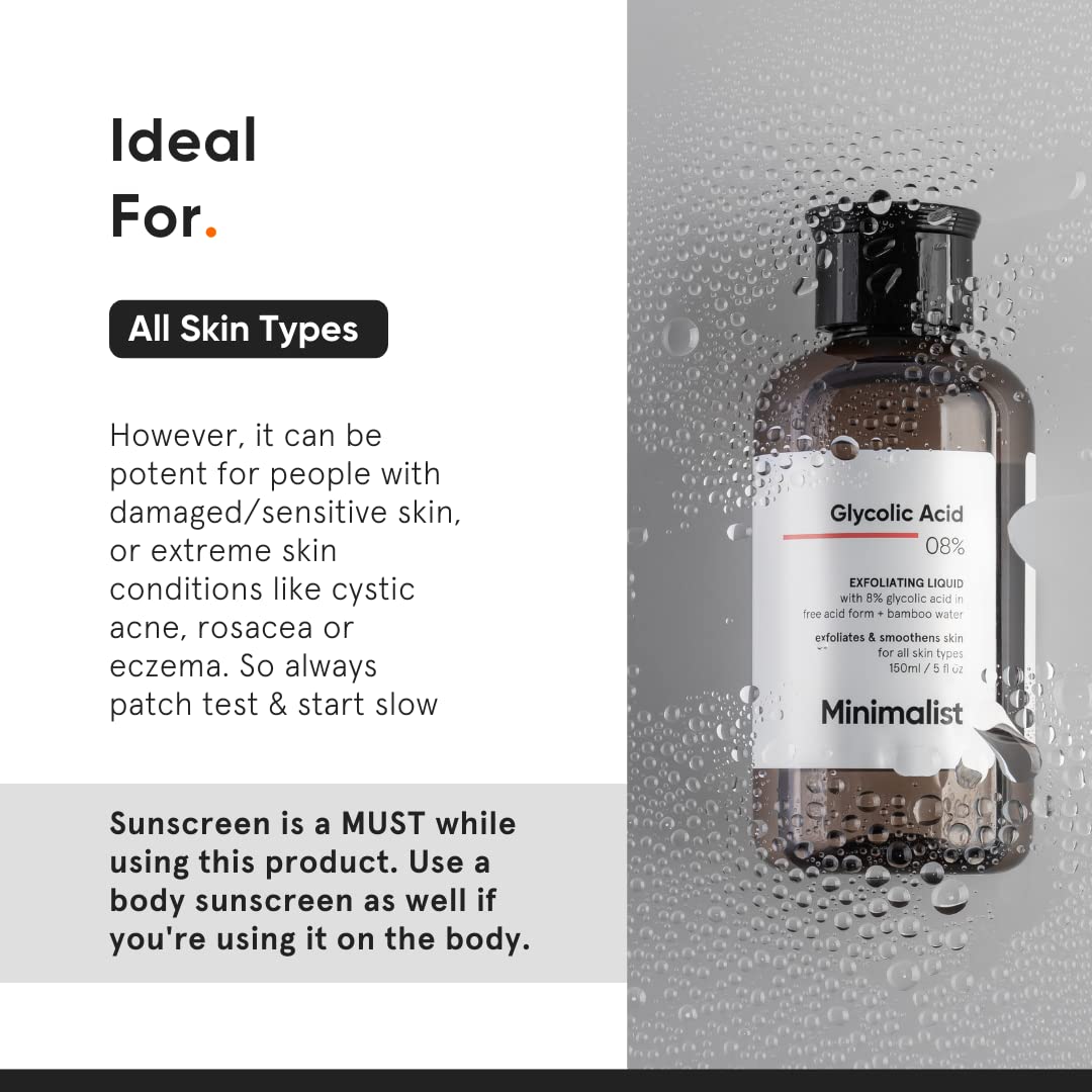 Underarm application scene with Minimalist toner illustrating targeted exfoliation benefit