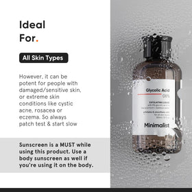 Underarm application scene with Minimalist toner illustrating targeted exfoliation benefit