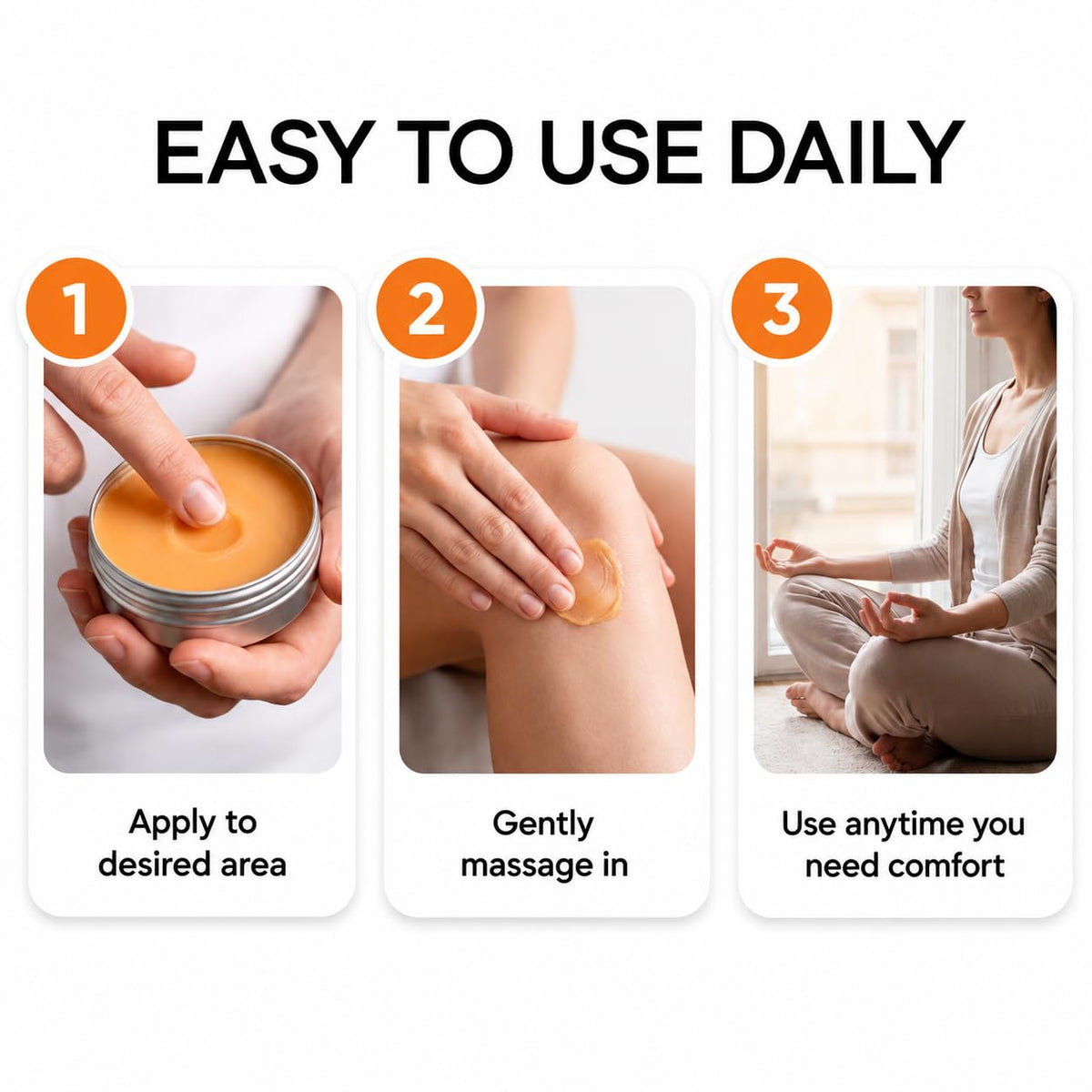 Person relaxing with balm applied to lower back, Minnah supports daily recovery