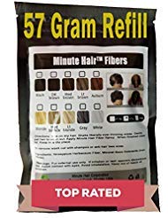 Minute Hair black refill jar front view shows product and quick thicker hair benefit