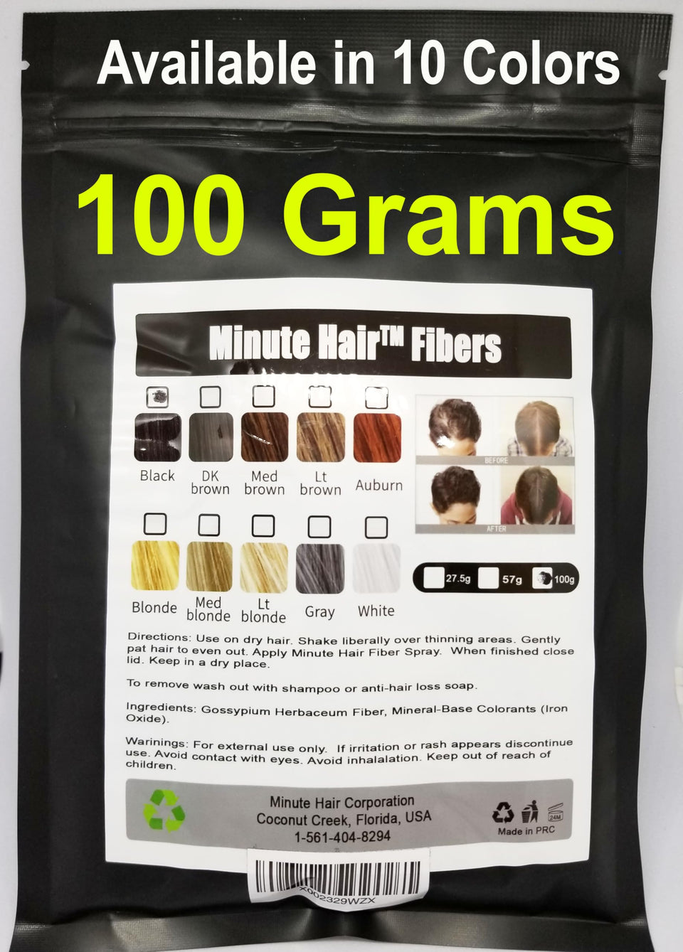 Minute Hair front packaging dark brown showing refill container and label for easy identification