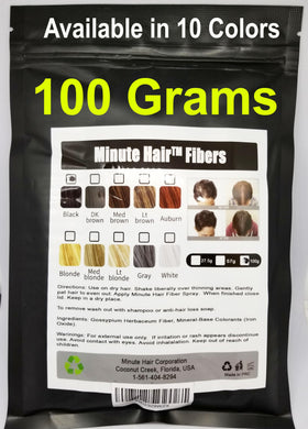Minute Hair pouch medium brown front view showing product benefits