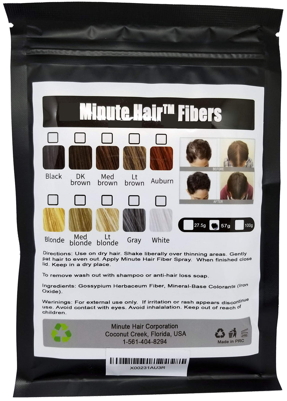 Minute Hair medium brown jar front showing product and refill size benefit