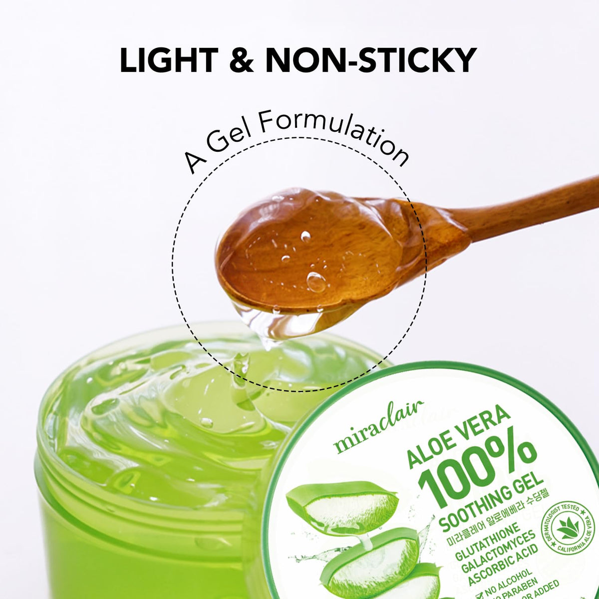 MIRACLAIR smoothed on arm illustrating soothing relief and moisture