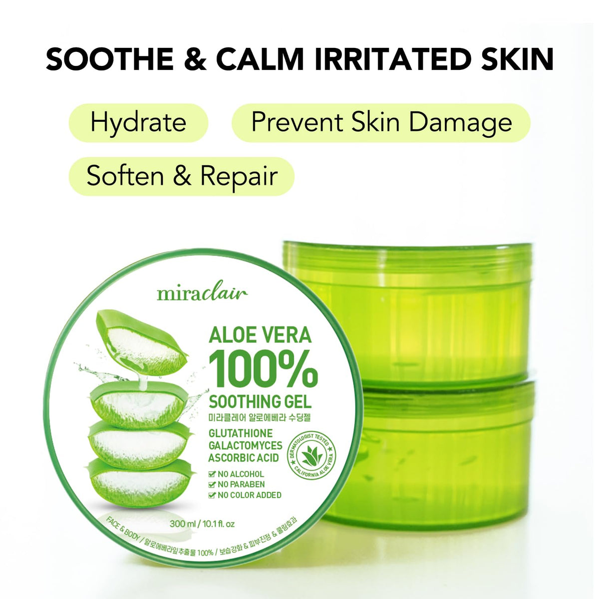 MIRACLAIR gel texture close-up highlighting cooling, fast absorption