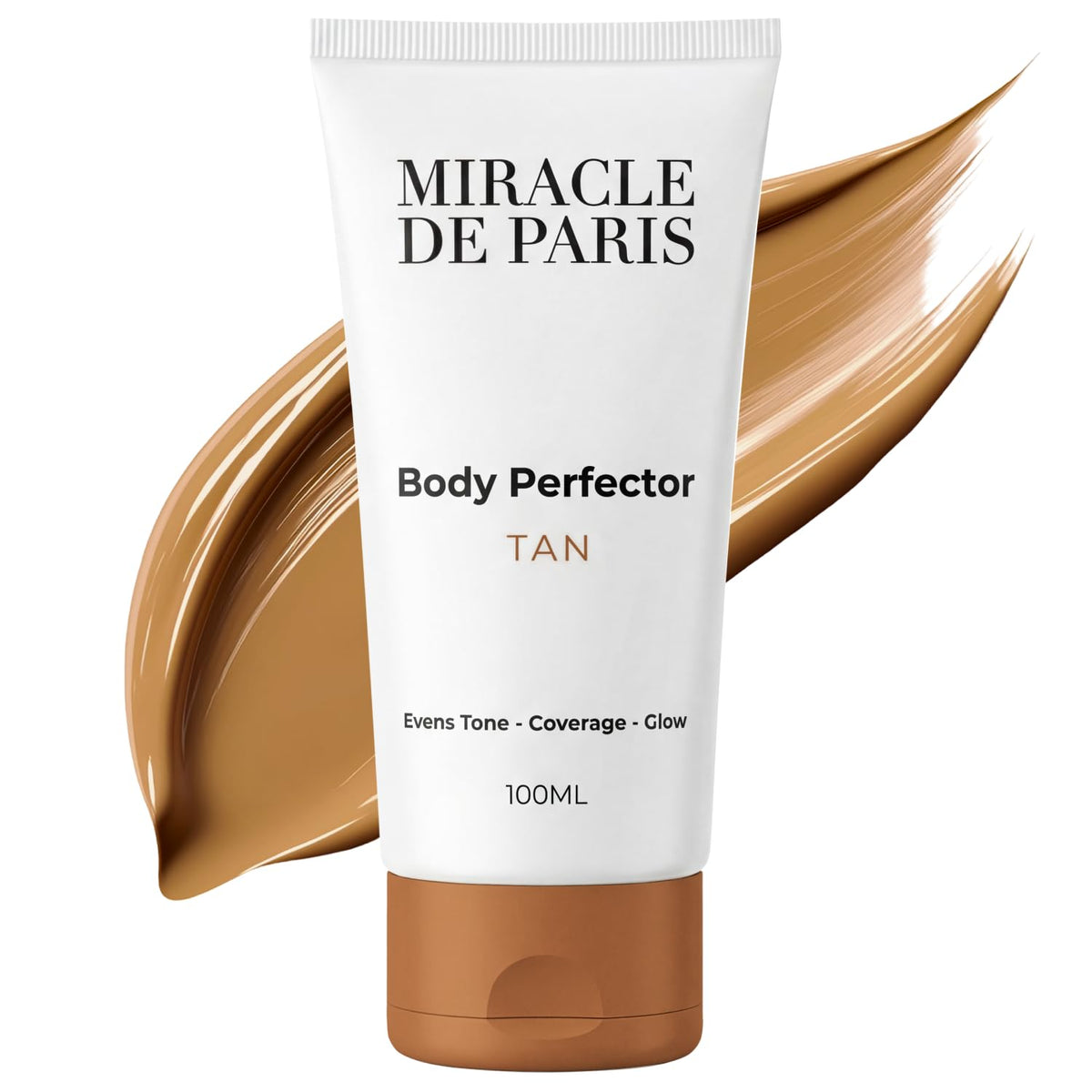 Miracle de Paris front bottle view showing tan shade and long-wear benefit