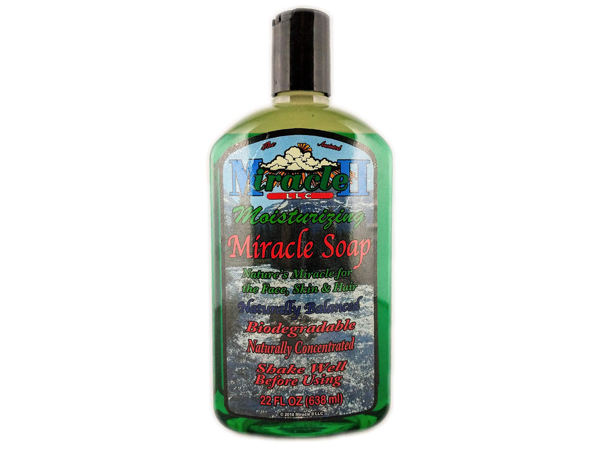 Miracle II bottle front view showing label and easy-pour benefit