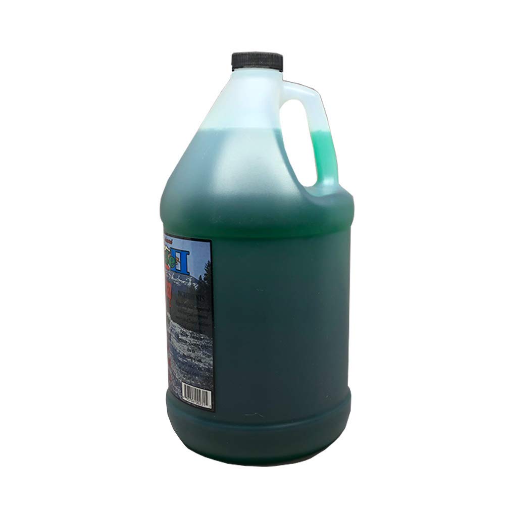 Miracle II gallon next to a hand pump for scale, showing bulk supply convenience