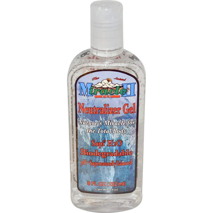 Miracle II neutralizer gel front label showing bottle and product benefits