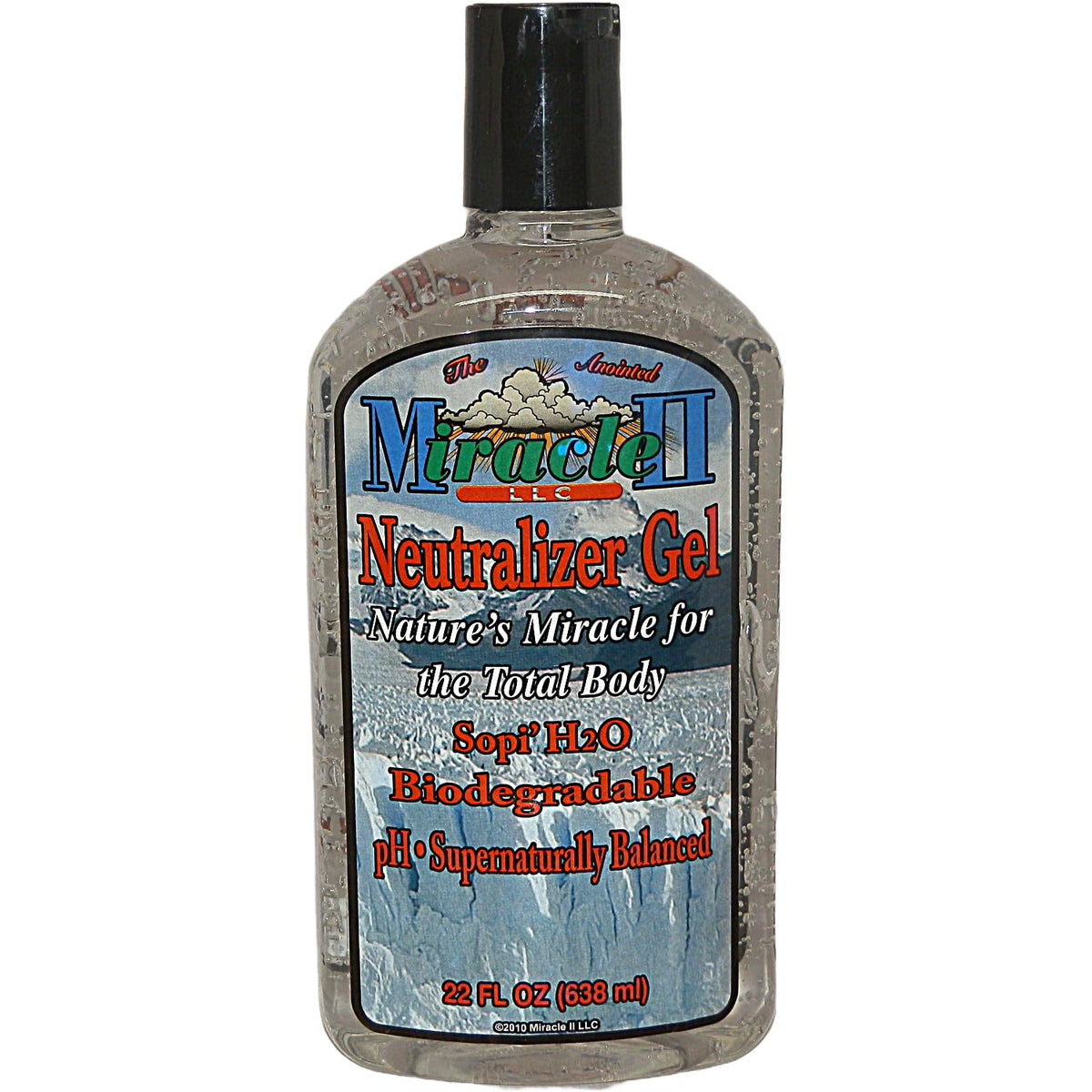 Miracle II front packaging showing 22 oz bottle and clear label for easy identification and use
