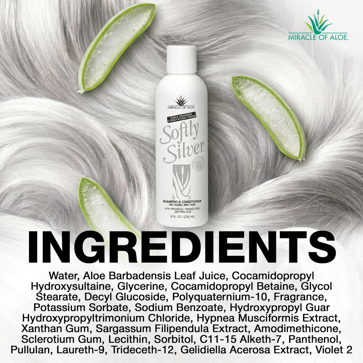 Miracle of Aloe aloe gel ingredient shot emphasizing 20% UltraAloe hydration