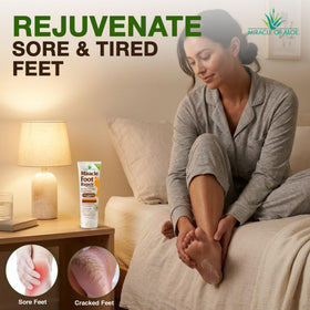 Miracle of Aloe being applied to heel to show targeted repair benefit