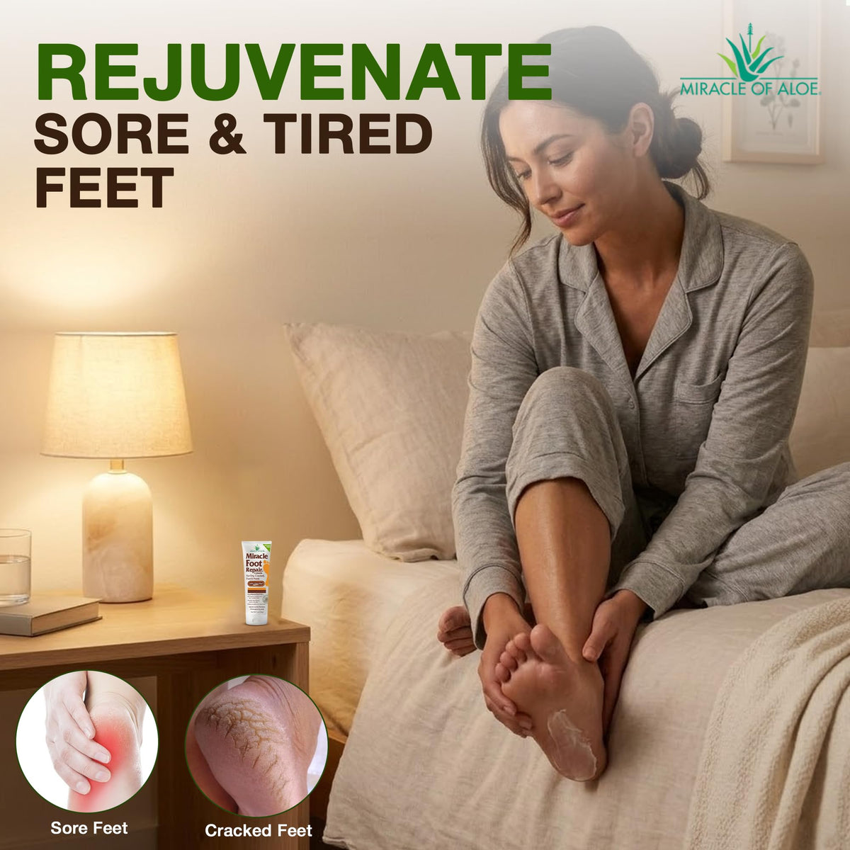 Miracle of Aloe cream on hand demonstrating easy application benefit