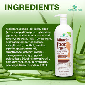 Miracle of Aloe applying cream to heel demonstrating deep moisturization