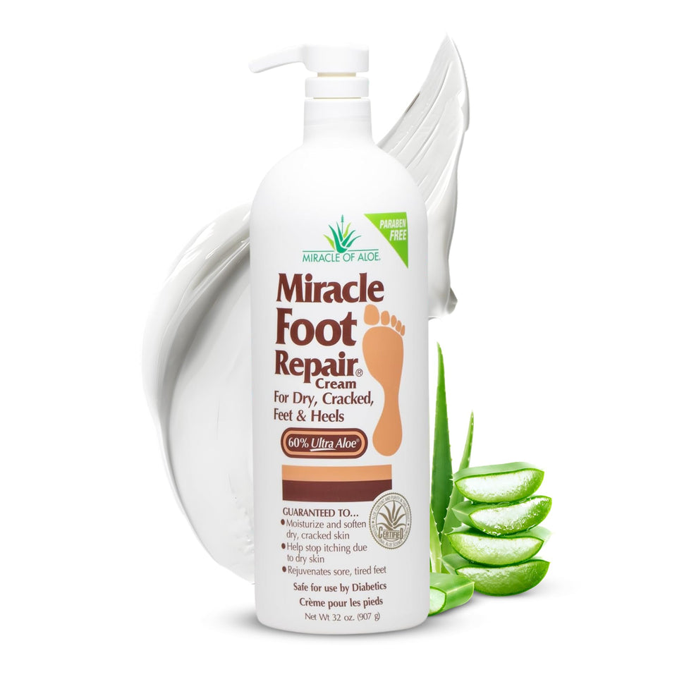 Miracle of Aloe front jar view showing 32 oz volume and clear label benefit
