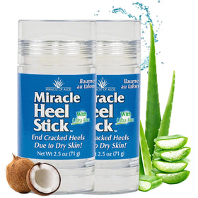 Miracle of Aloe front packaging showing two heel sticks and benefits