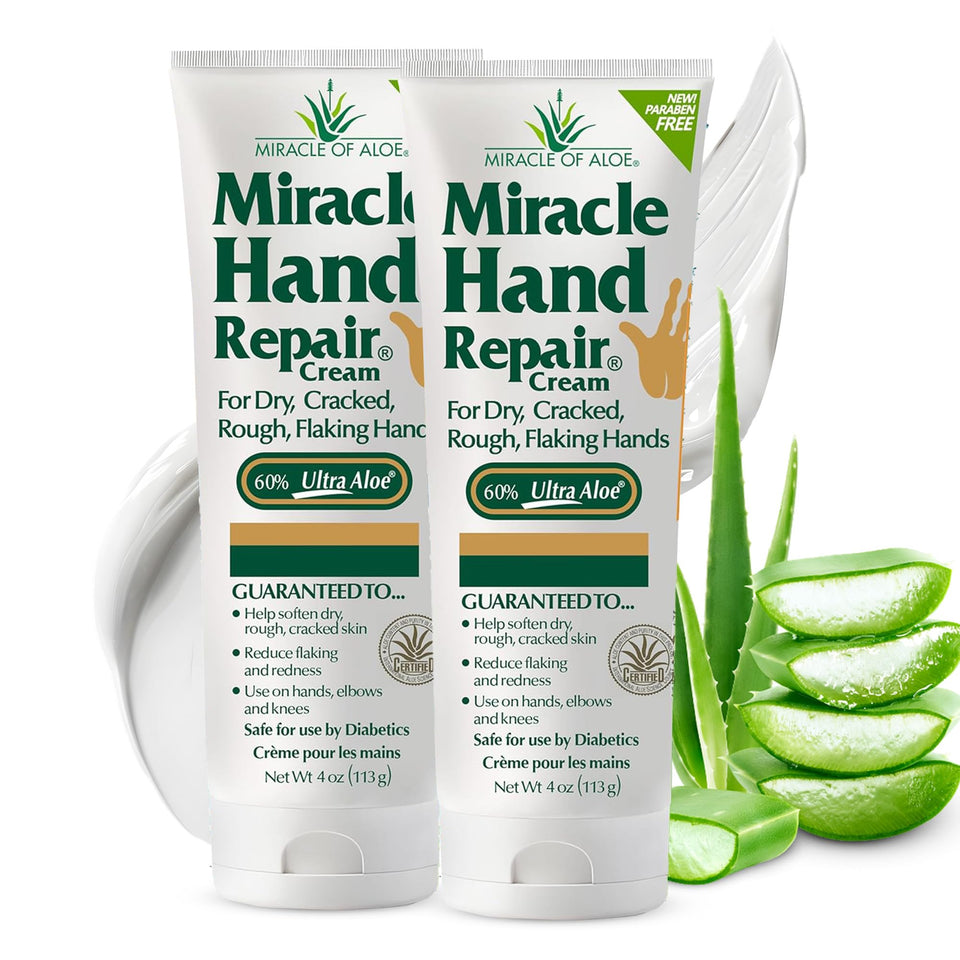 Miracle of Aloe front packaging showing 4 oz tube and branding for reliable hydration