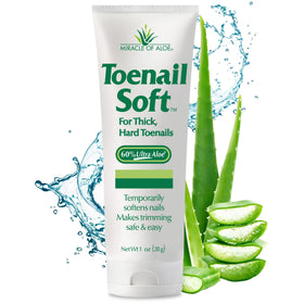 Miracle of Aloe front tube showing label and 1 ounce size, convenient storage benefit