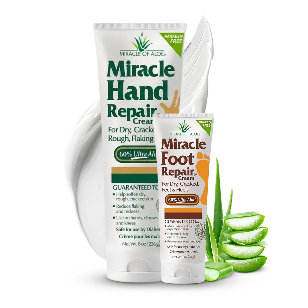 Miracle of Aloe front packaging hand repair showing jar and benefits