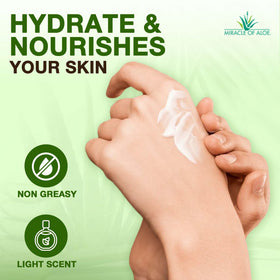 Miracle of Aloe ingredients label highlighting 60% aloe for intense hydration